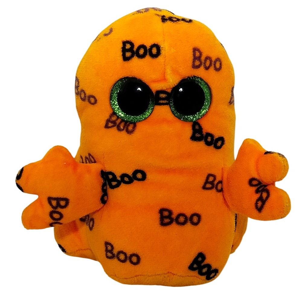 TY Beanie Boo Ghoulie Orange Ghost Plush Halloween Stuffed Animal Toy